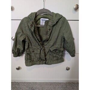 Old Navy hooded green snap up and zip jacket 12-18